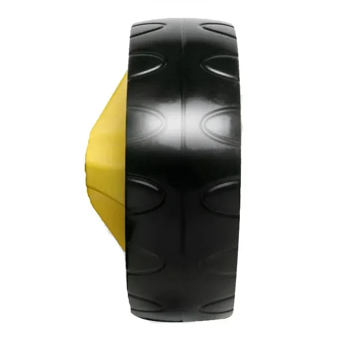 MGI Zip X1 buggy replacement wheel with 15mm axle, black tread and yellow hub, Hillside Buggies