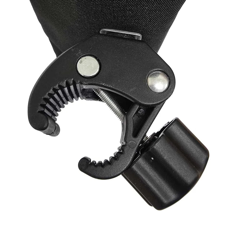 Golf buggy drink holder clamp accessory with black adjustable grip, Hillside Buggies