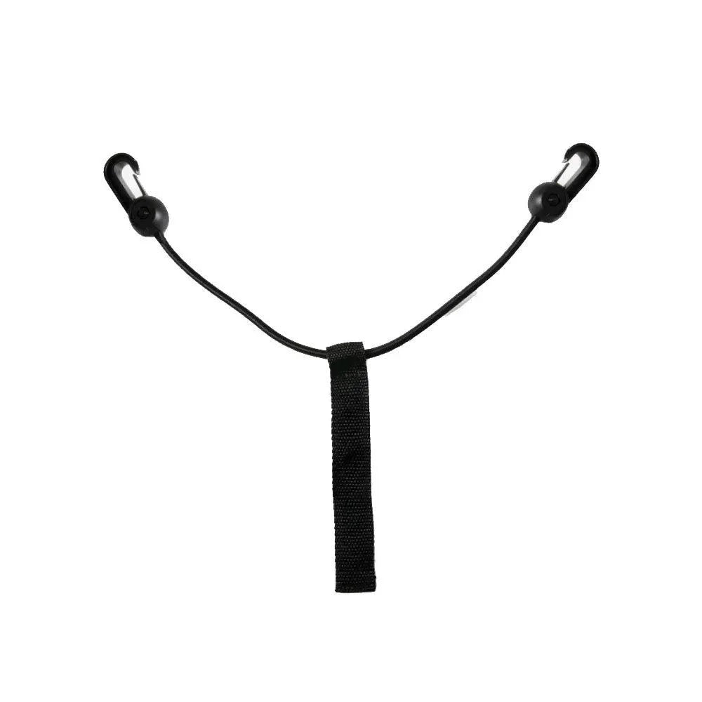 Black lower bag strap with dual hooks for electric golf buggy accessories