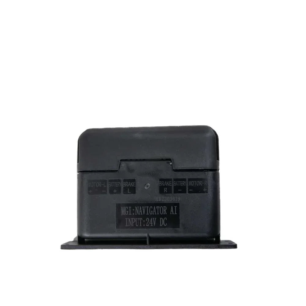 MGI Navigator AI controller for electric golf buggy, black, close-up product image