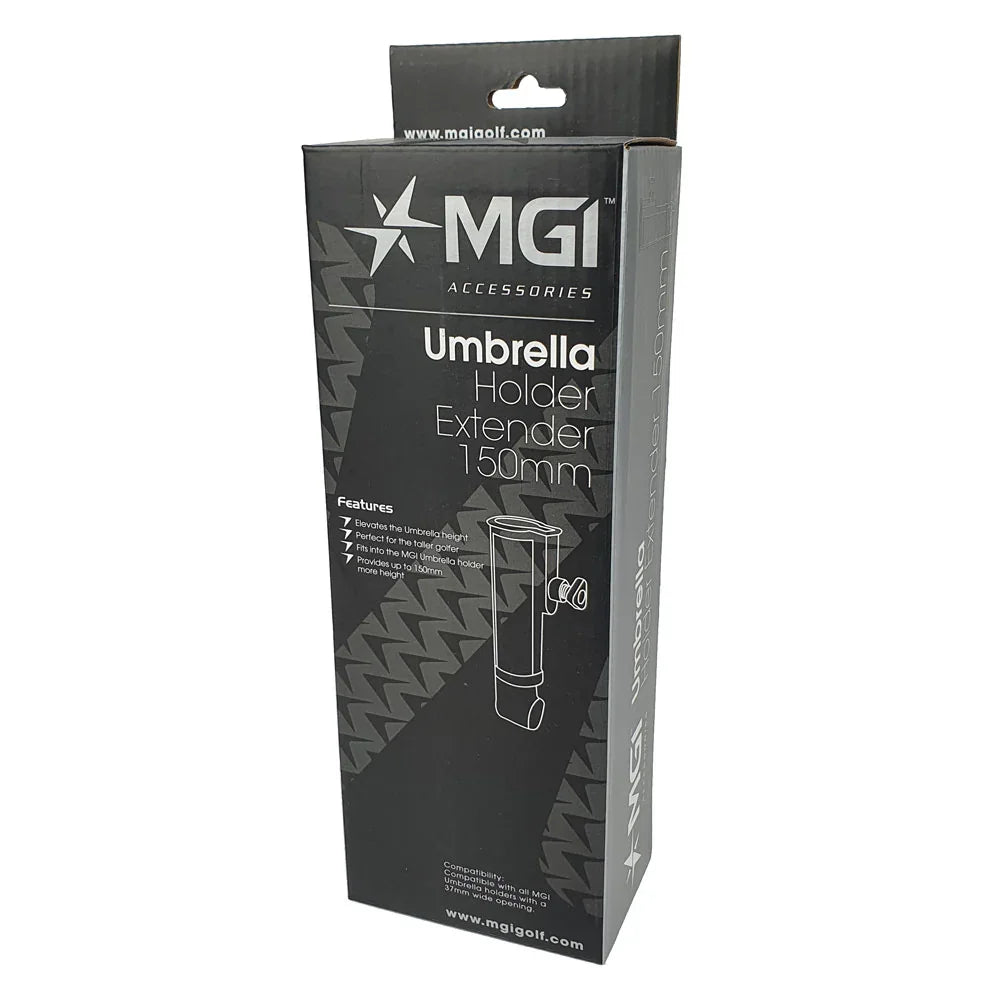 MGI Umbrella Holder Extender 150mm in retail packaging for electric golf buggies accessories