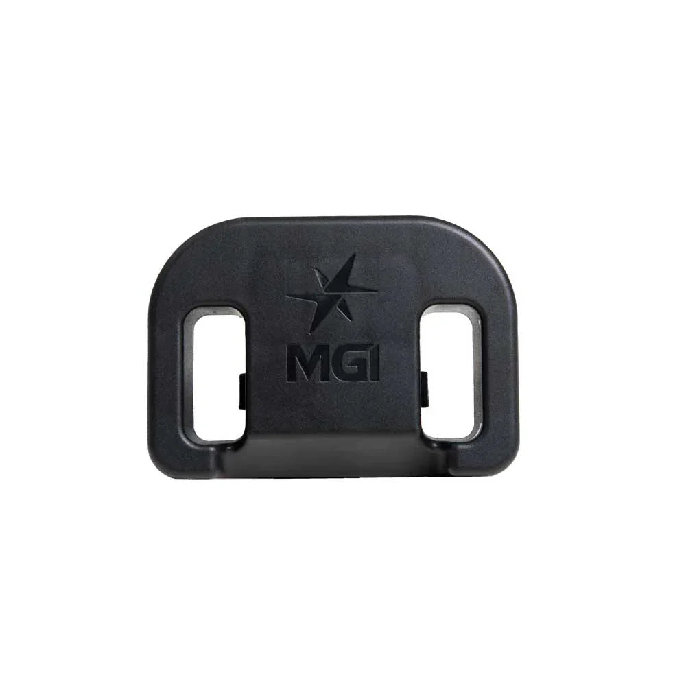 MGI bag support block for electric golf buggy accessory, black plastic part on white background