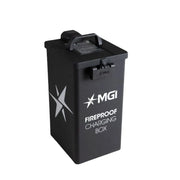 MGI fireproof charging box for golf buggy batteries, black with handle, Hillside Buggies