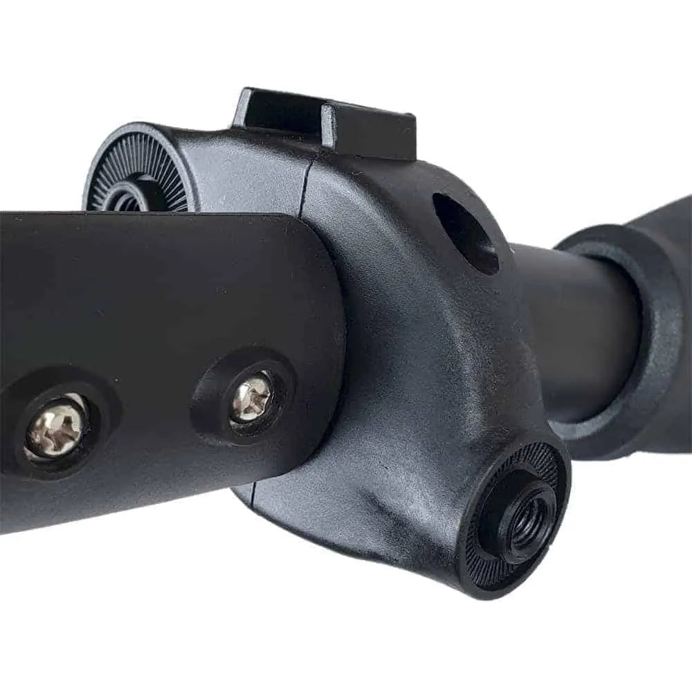 Close-up of Autocaddy Accessory Station golf buggy attachment with black screws