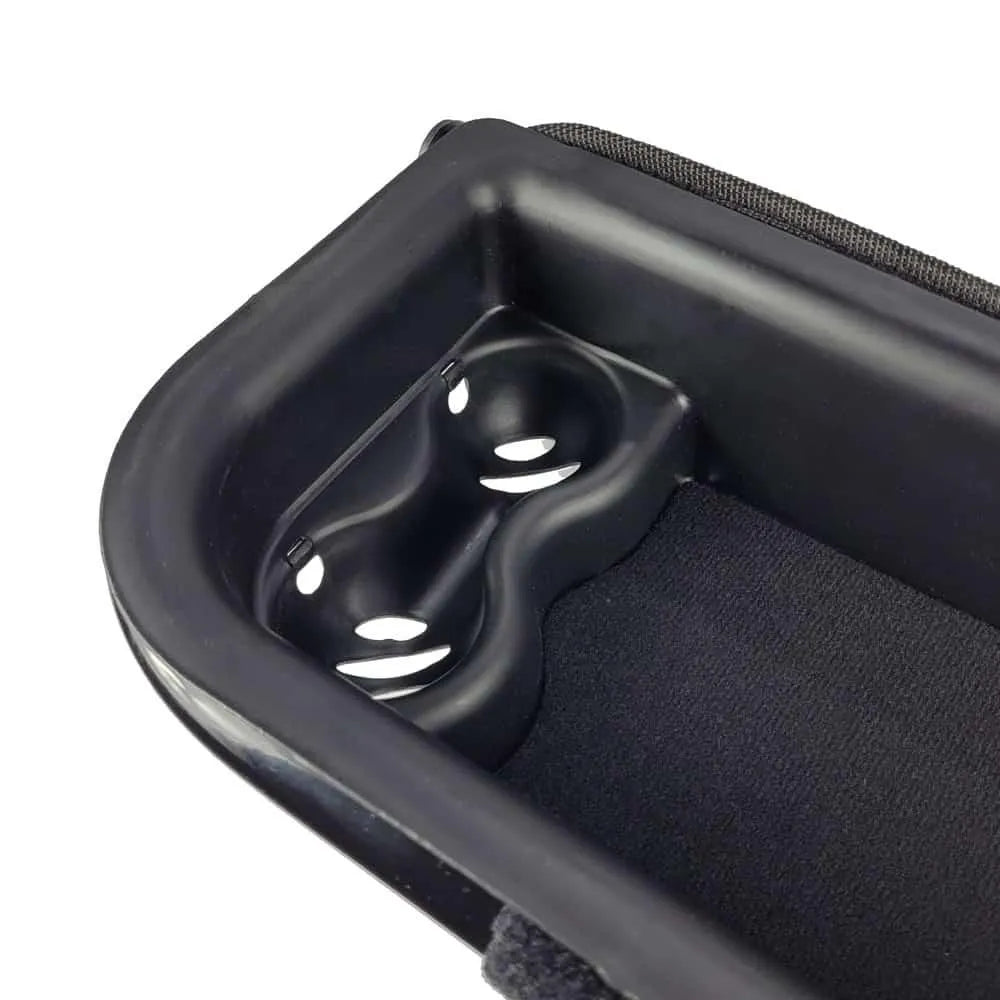 Autocaddy Dual Stem Seat tray compartment for electric golf buggy, black plastic design