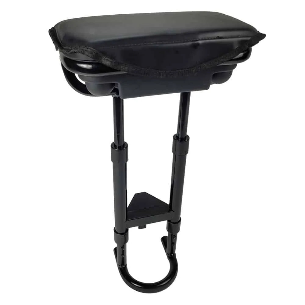 Autocaddy dual stem seat attachment for electric golf buggy, black padded and adjustable.