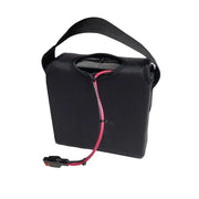 12V 20Ah lithium battery in black carry case with red and black cables, golf buggy accessory