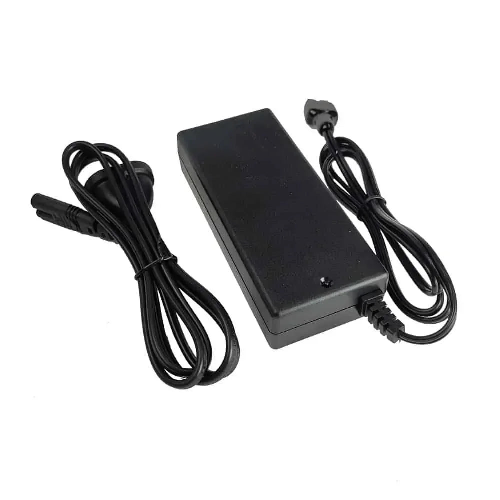 12V lithium battery charger with power adapter and two attached cables