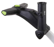 MGI umbrella holder accessory mounted on electric golf buggy handle at Hillside Buggies