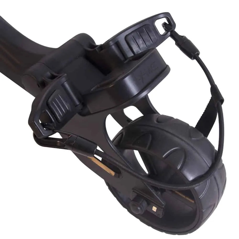 MGI golf buggy bag support block with strap and wheel, black, Hillside Buggies accessory