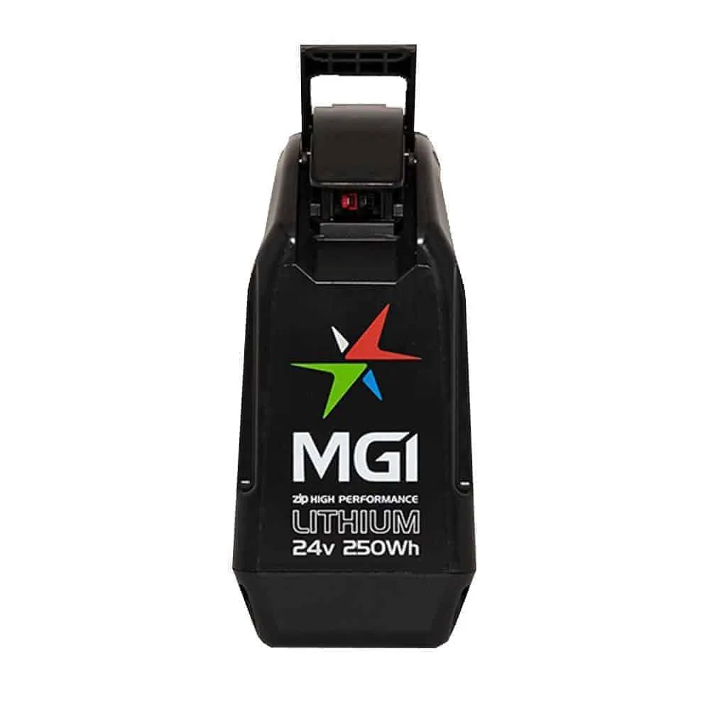 MGI Zip 24V 250Wh lithium battery for electric golf buggies, black with handle